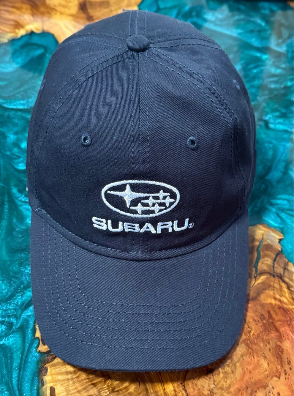 Subaru Black Hat Cap Snap Back One Size Car Embroidered Logo